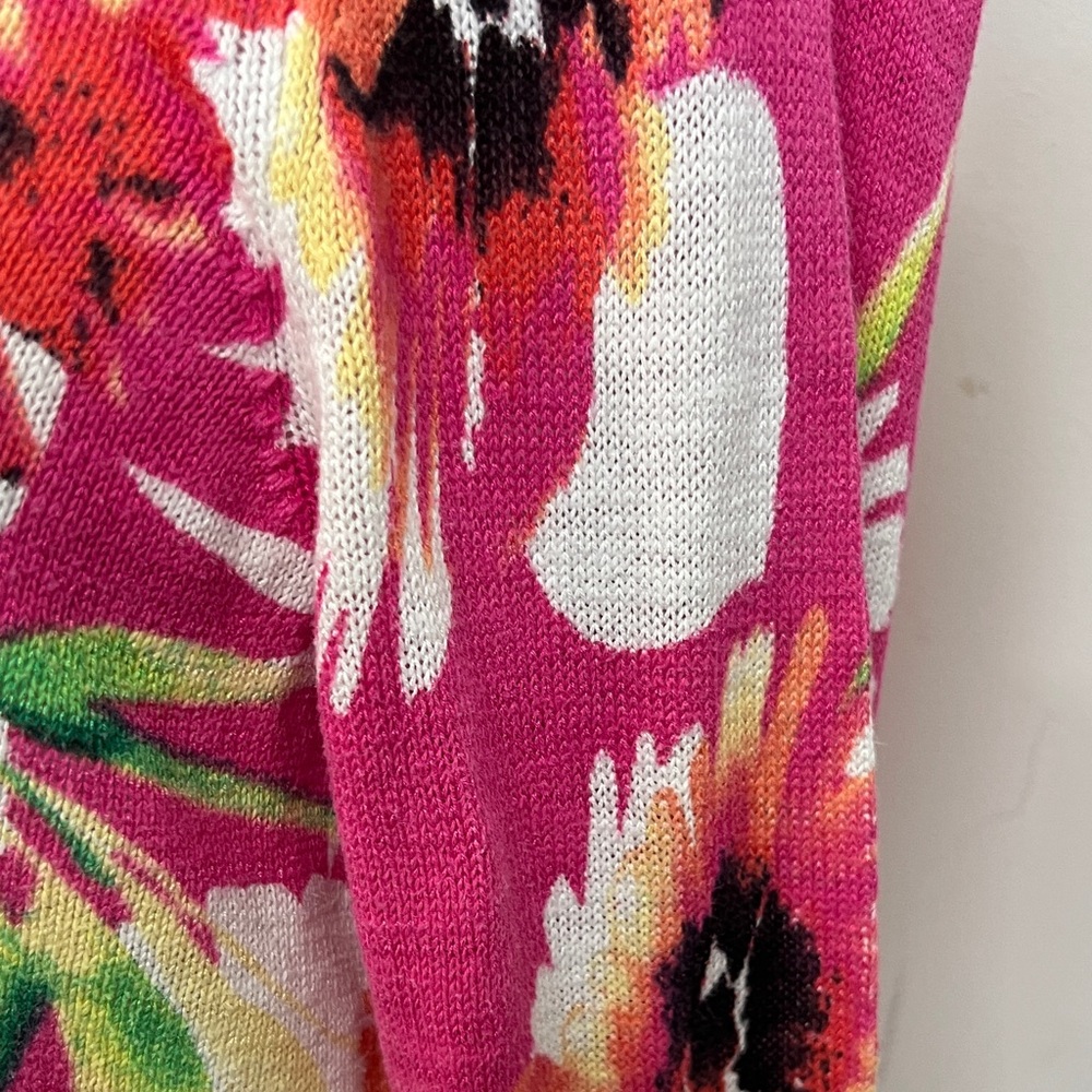 Chicos Pink Tropical Floral Knit Top M - Picture 6 of 8